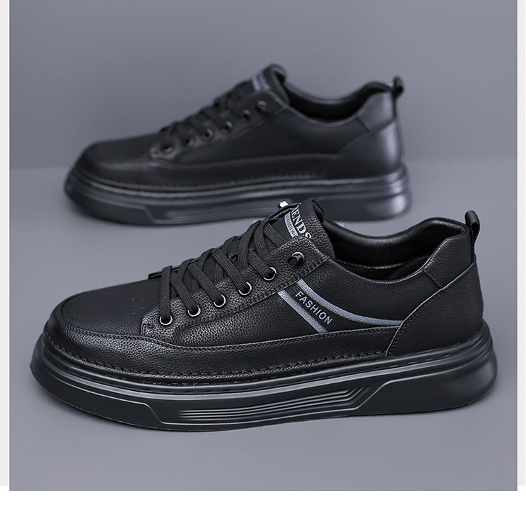 Autumn 2024 White Shoes Bean Shoes Men's Casual Driving Shoes Soft Sole Fashion Leg All-match Sports Leather Sneakers