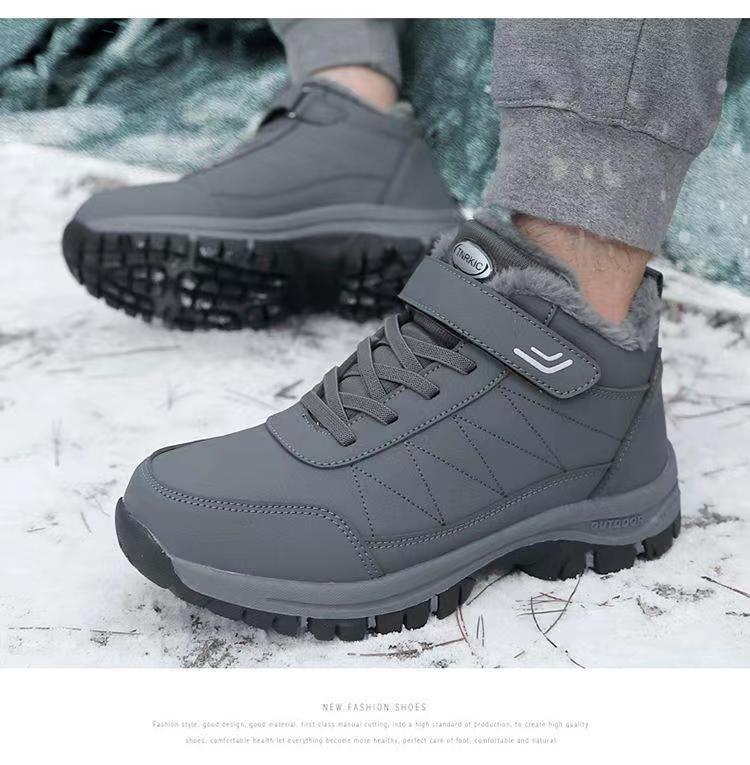Middle-aged and elderly walking shoes autumn and winter fleece-lined round toe cotton in stock warm thickened cross-border foreign trade shoes men's shoes