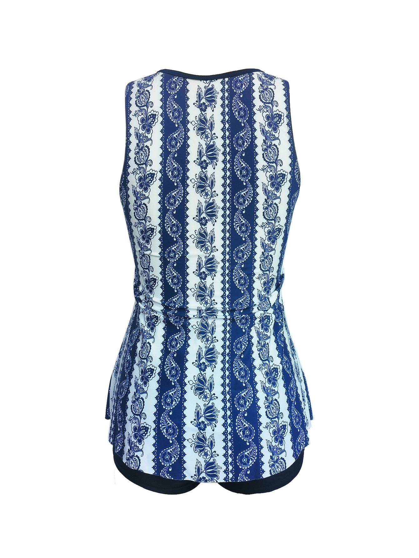 Split plus size Printed Flat Angle European and American Style Conservative Sling Tankini Swimsuit Women's Independent Station Cross-border Foreign Trade in stock