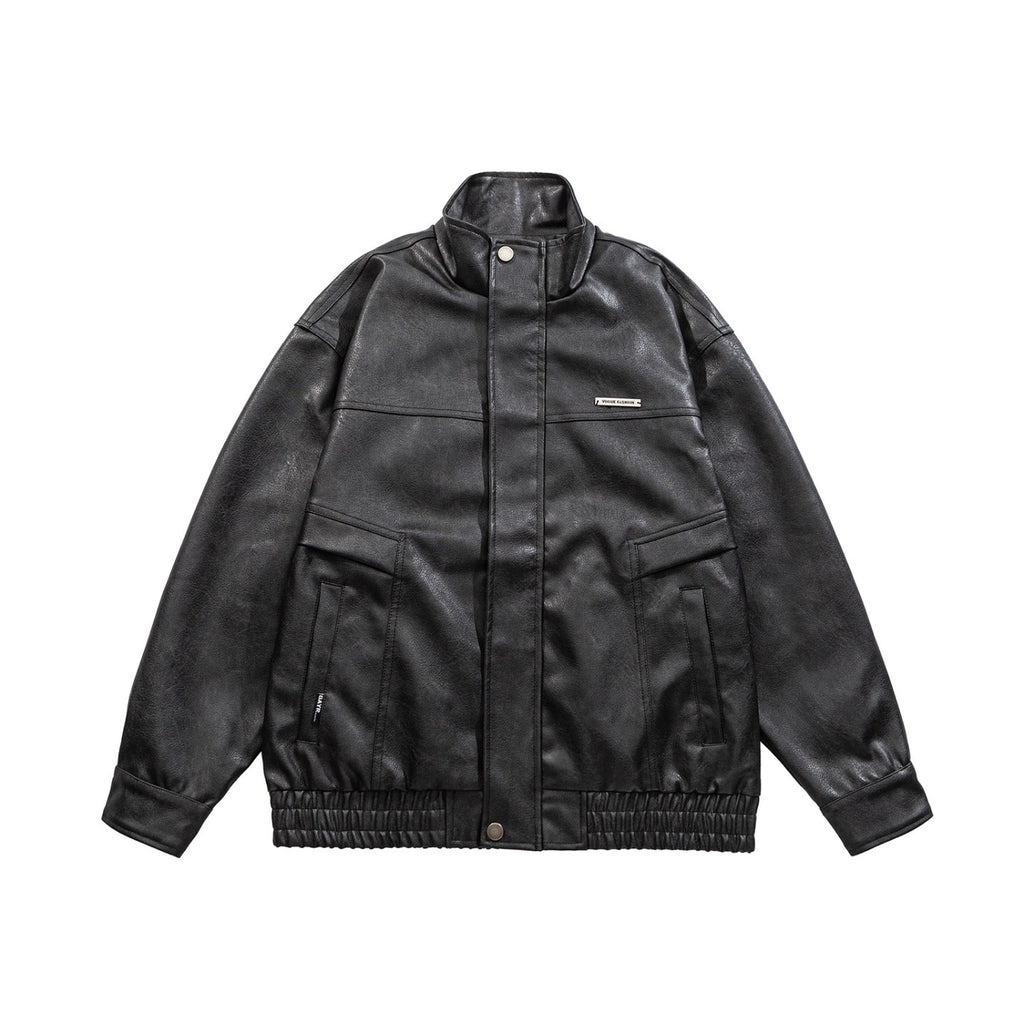 Mr. Song's Cross-Border American Retro Motorcycle Style Pu Leather Jacket Loose Casual Trendy Brand Workwear Leather Jacket for Men and Women