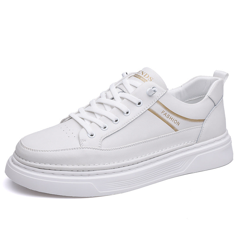 Autumn 2024 White Shoes Bean Shoes Men's Casual Driving Shoes Soft Sole Fashion Leg All-match Sports Leather Sneakers