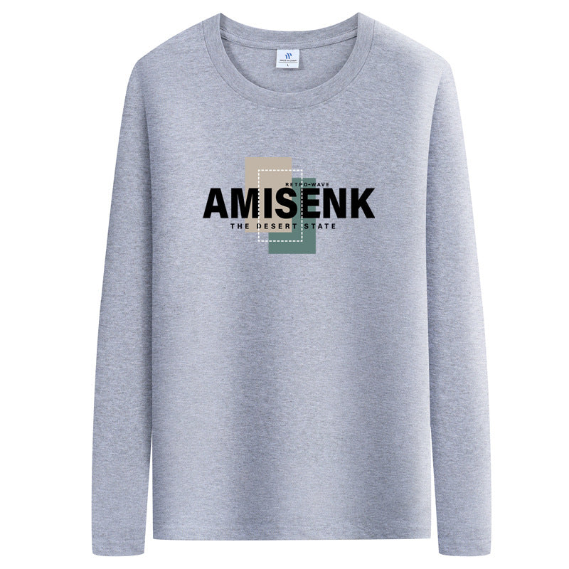 2026 Spring and Autumn New Men's Long Sleeve T-Shirt Trendy Loose Sweatshirt Men's Outerwear Base Shirt Casual Top