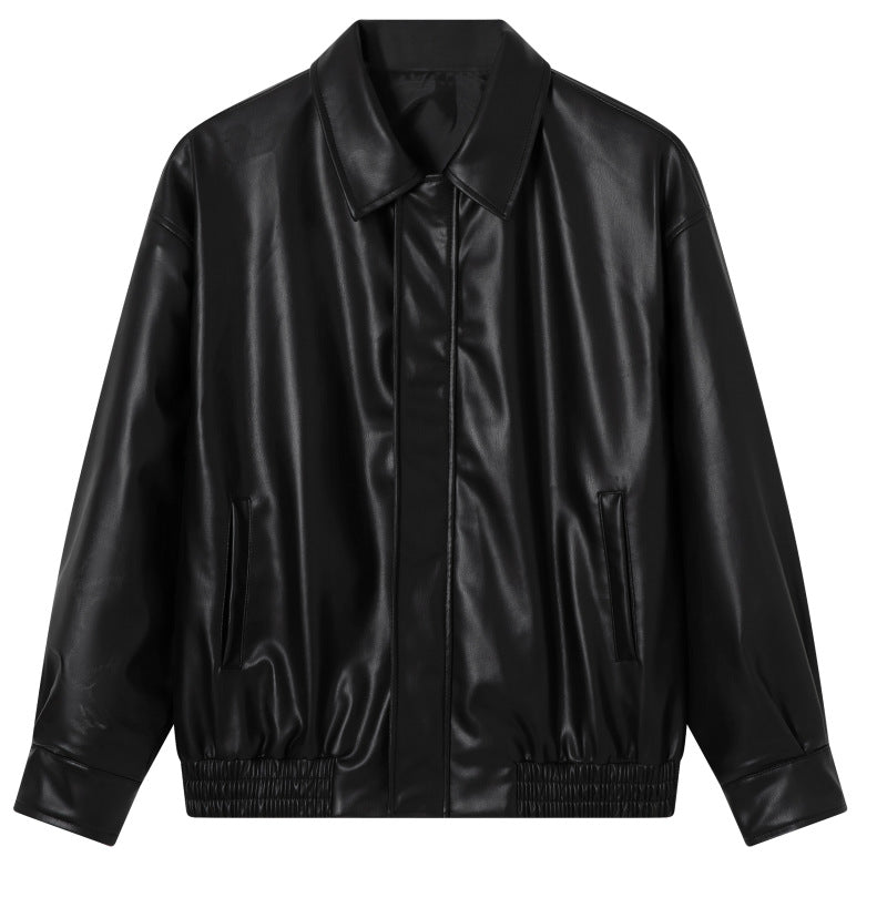 2025 Spring and Autumn Women's Leather Jacket, Faux Protein Pu Leather Motorcycle Jacket, Cool and Stylish Korean Version Versatile Loose Coat