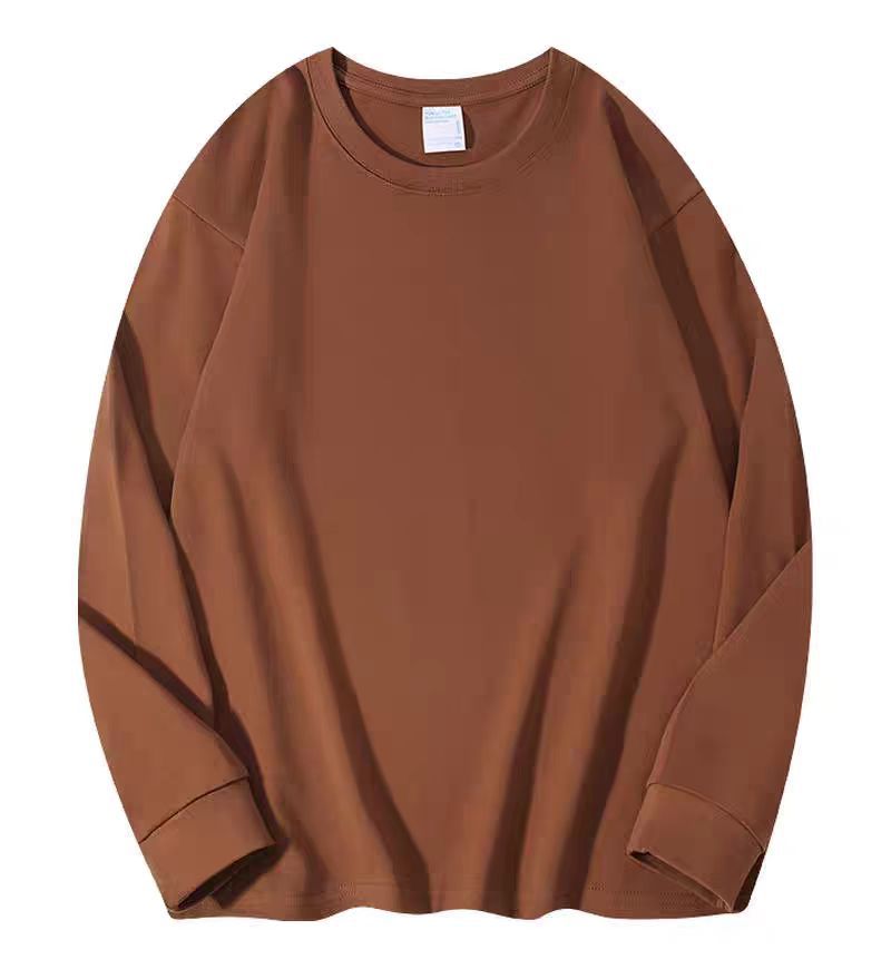 300g combed skin-friendly padded cotton long sleeve T-shirt men's 2024 autumn and winter solid color round neck bottoming shirt top