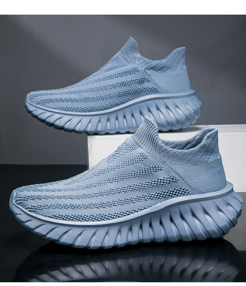 Cross-Border New Couple's Slip-On Summer New Fly-Knit Breathable Running Shoes Girls' Shoes Knitted Women's Shoes