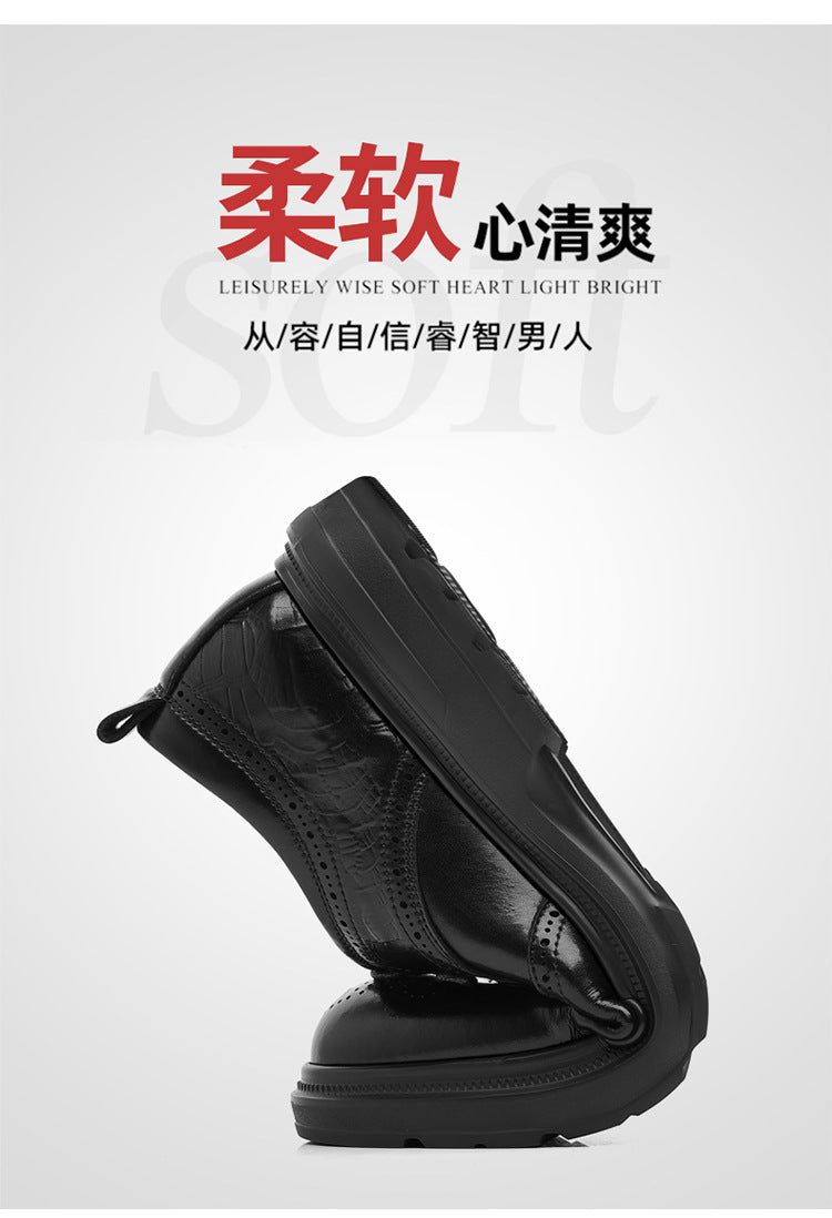 Brogue British Shoes Suit Thick-Soled Polished Derby Shoes Autum New Men's Casual Business Formal Groom's Shoes