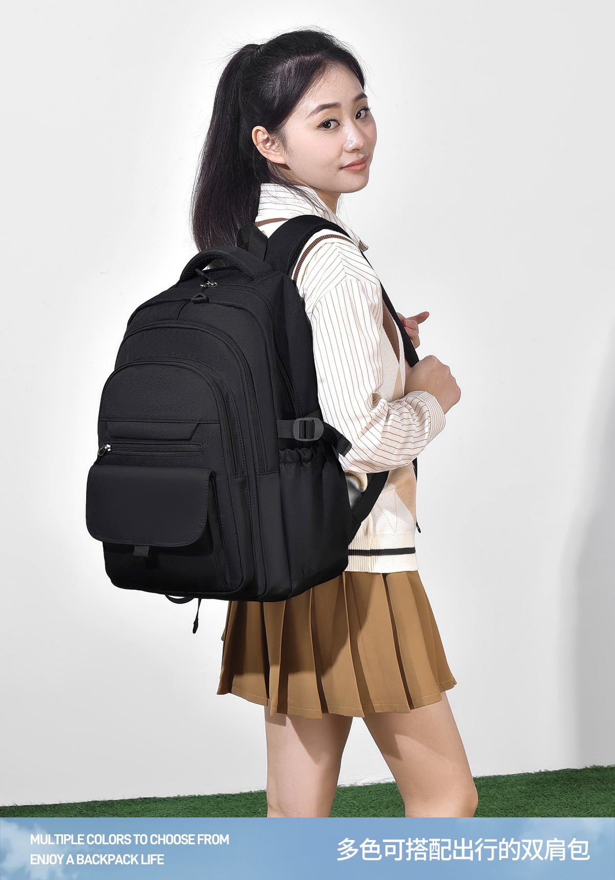 Japanese style large capacity western style men's and women's backpack simple student backpack junior high school student neutral schoolbag female fashion