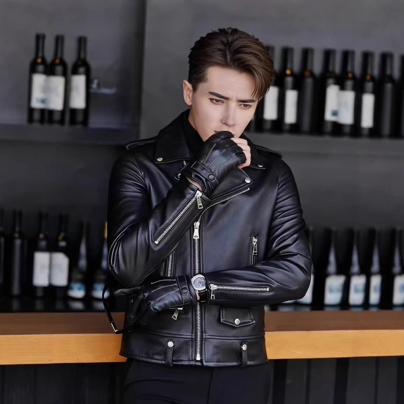 Leather-Jackets Men-Clothing