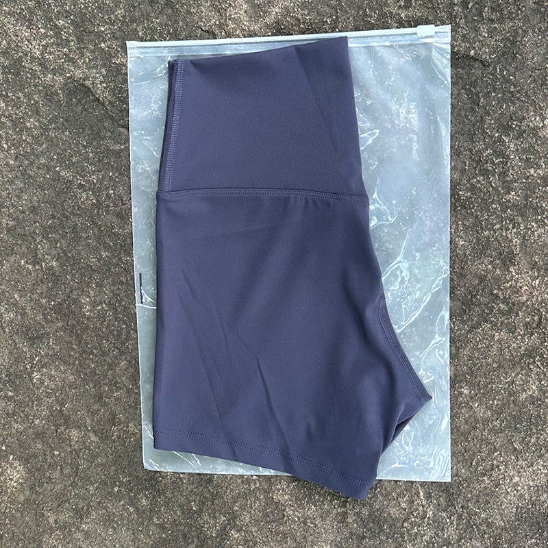 New Nude High-Waist Brushed Shorts Yoga Wear Nylon Shorts Women's Tight Yoga Three-Point Sports Shorts Peach
