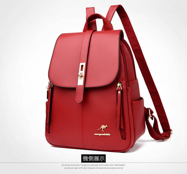 Foreign Trade Hot 2024 New Anti-theft Lock Backpack Trend Good Kangaroo Women's Schoolbag Fashion Travel Backpack