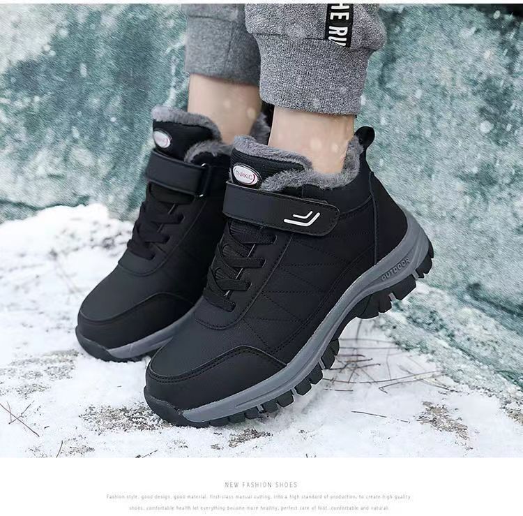 Middle-aged and elderly walking shoes autumn and winter fleece-lined round toe cotton in stock warm thickened cross-border foreign trade shoes men's shoes