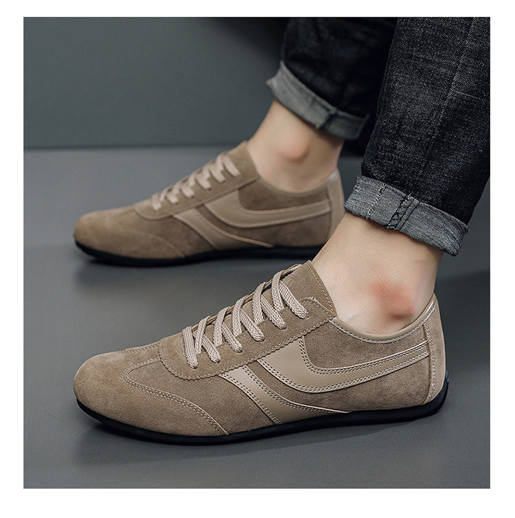 Men's Casual Shoes Fashion Vintage German Training Shoes Breathable Flat Single-layer Shoes Sports Forrest Gump Shoes Lace-up Men's Shoes Bean Shoes