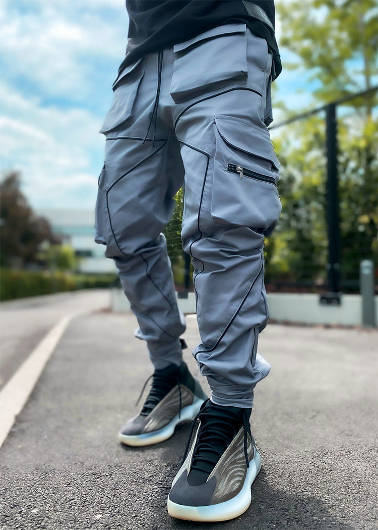 European and American Cross-border Personality Trendy Brand Loose Multi-pocket Casual Work Pants Men's Summer Cotton Men's Trousers for Foreign Trade