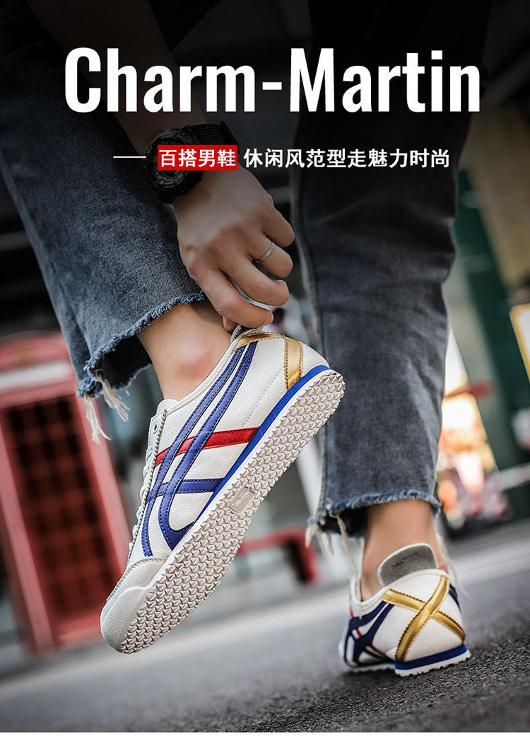 Couple's New Spring First-Layer Cowhide Forrest Gump Shoes, Fashionable and Breathable Sports and Leisure Sneakers, Comfortable White Shoes