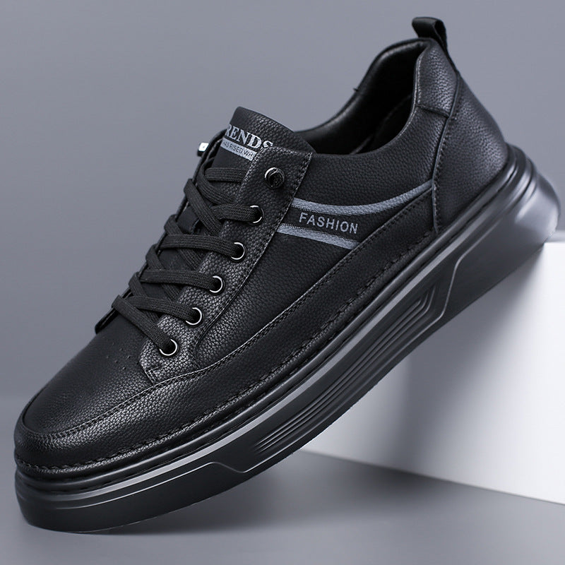 Autumn 2024 White Shoes Bean Shoes Men's Casual Driving Shoes Soft Sole Fashion Leg All-match Sports Leather Sneakers