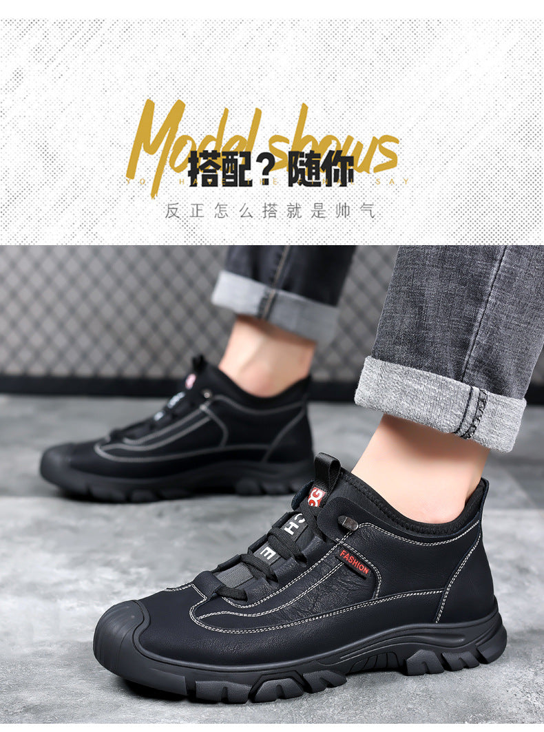 2023 autumn and winter new men's shoes fashion outdoor casual shoes hiking shoes simple trend work shoes a generation of hair