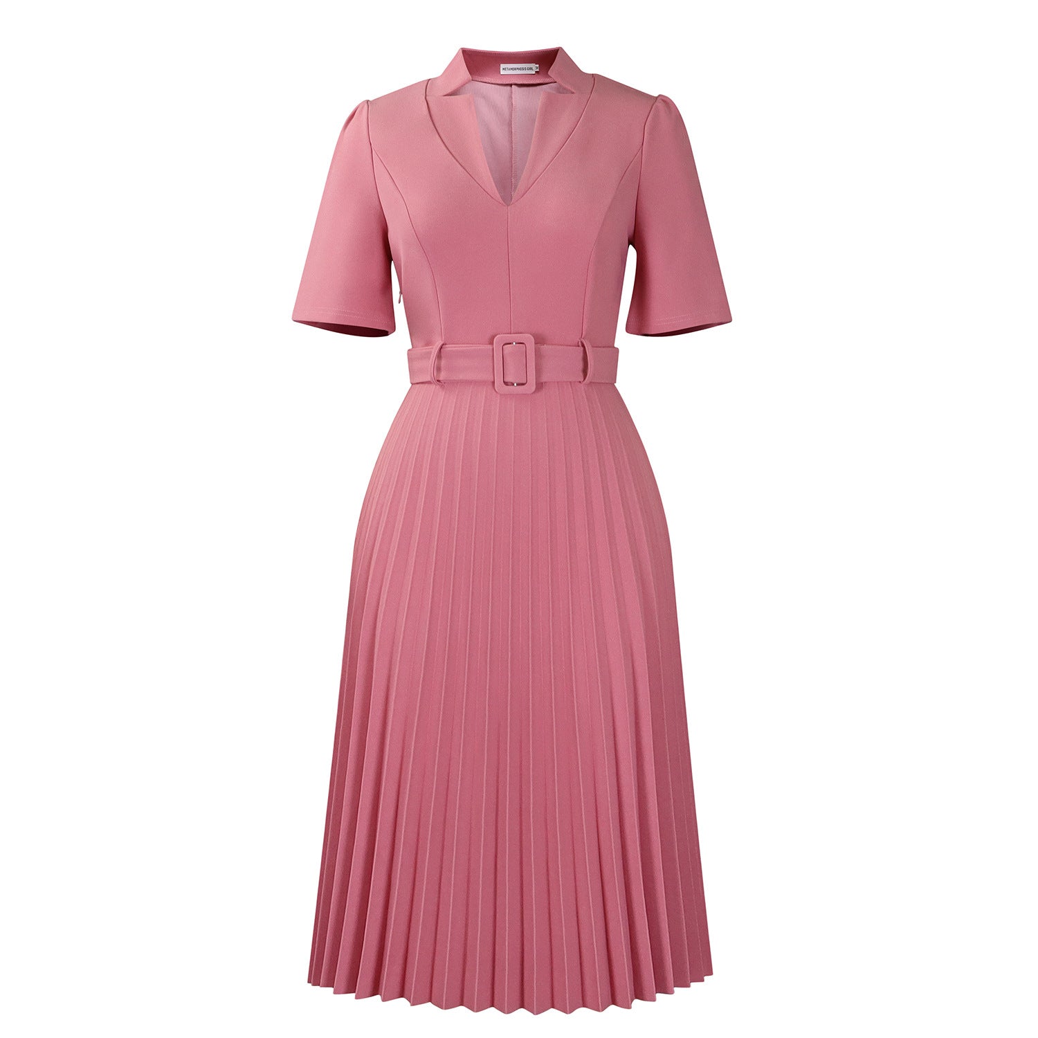 D563 Foreign Trade Cross-border Women's Clothing Summer New Short-sleeved V-neck Pleated High Waist Fashion Elegant Waist African dress