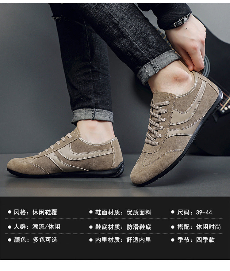 Men's Casual Shoes Fashion Vintage German Training Shoes Breathable Flat Single-layer Shoes Sports Forrest Gump Shoes Lace-up Men's Shoes Bean Shoes