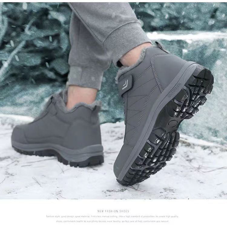Middle-aged and elderly walking shoes autumn and winter fleece-lined round toe cotton in stock warm thickened cross-border foreign trade shoes men's shoes