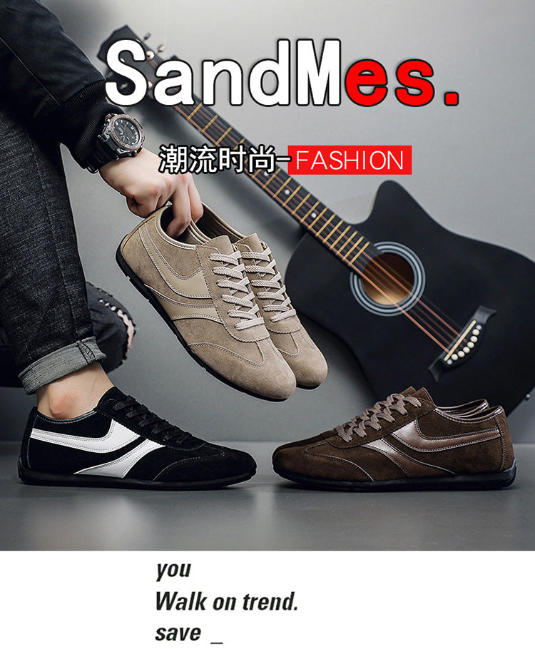 Men's Casual Shoes Fashion Vintage German Training Shoes Breathable Flat Single-layer Shoes Sports Forrest Gump Shoes Lace-up Men's Shoes Bean Shoes