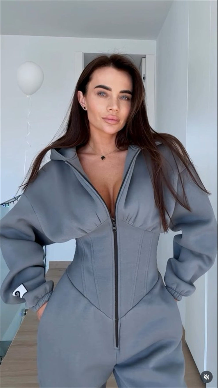 Cross-Border Foreign Trade 2026 Amazon Ebay Hot-Selling Popular Sports and Leisure Women's Hooded Jumpsuit Set