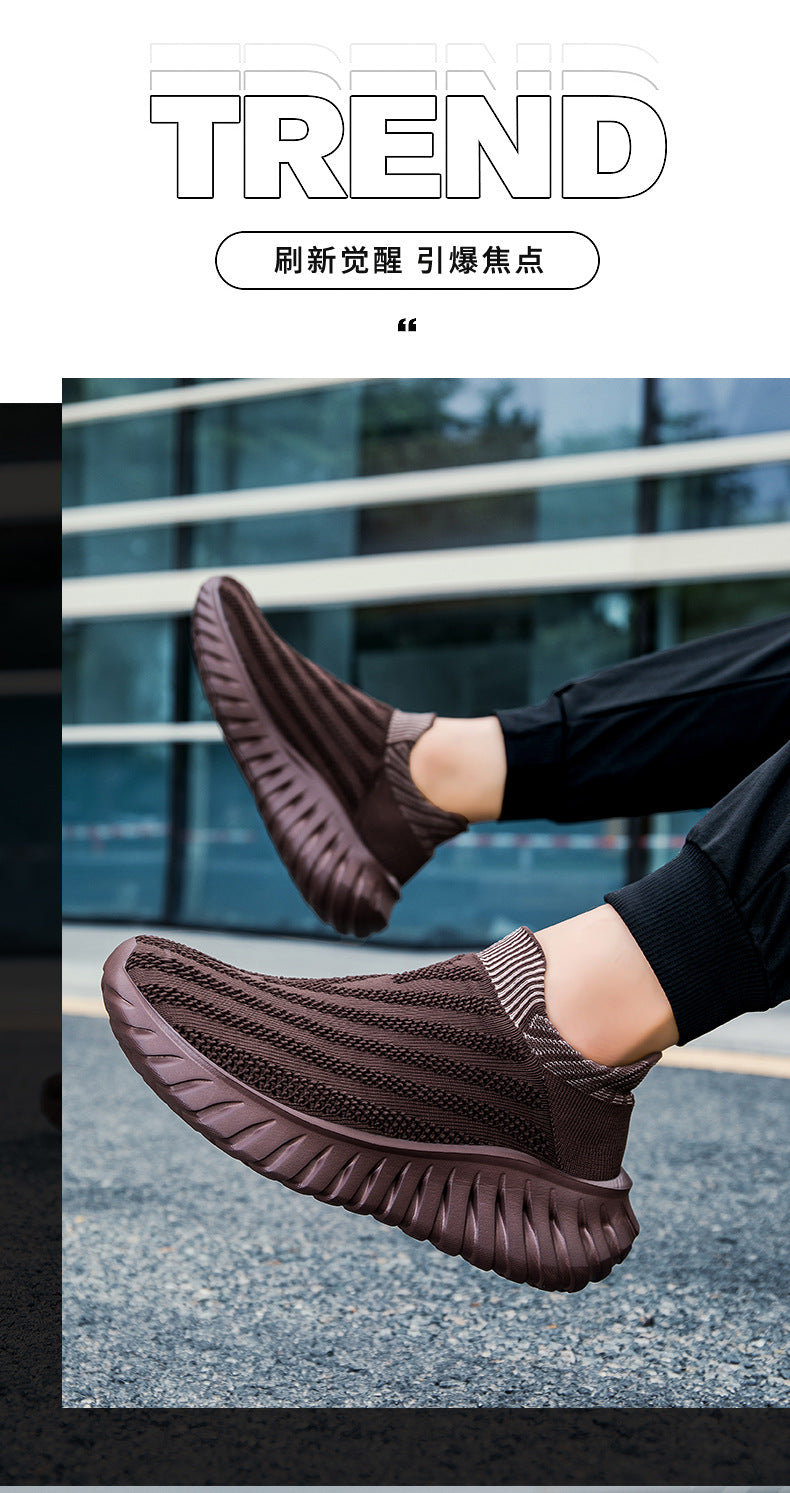 Cross-Border New Couple's Slip-On Summer New Fly-Knit Breathable Running Shoes Girls' Shoes Knitted Women's Shoes
