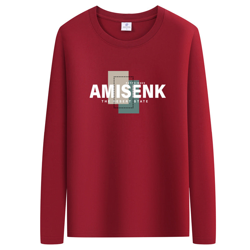 2026 Spring and Autumn New Men's Long Sleeve T-Shirt Trendy Loose Sweatshirt Men's Outerwear Base Shirt Casual Top