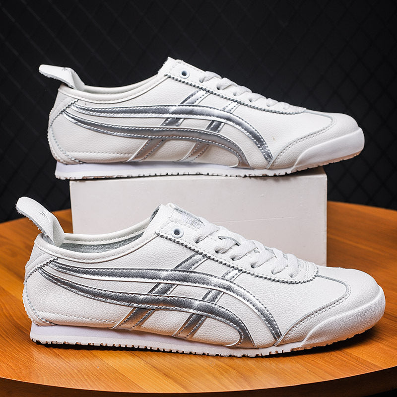 Couple's New Spring First-Layer Cowhide Forrest Gump Shoes, Fashionable and Breathable Sports and Leisure Sneakers, Comfortable White Shoes
