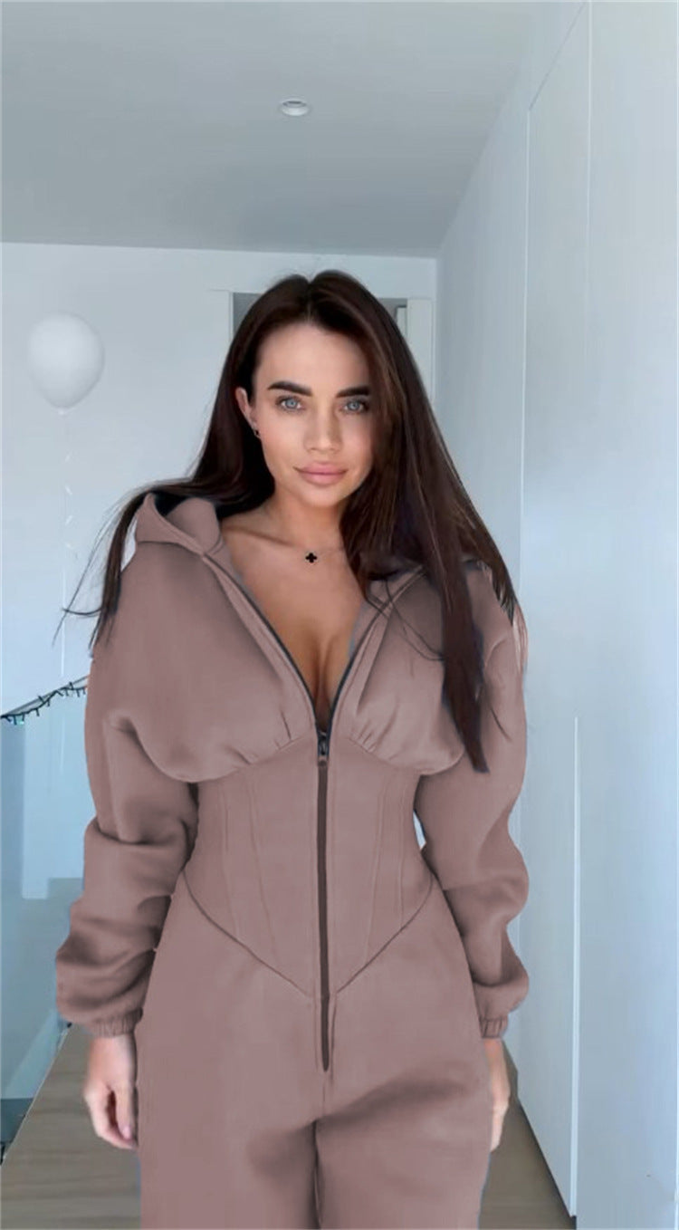 Cross-Border Foreign Trade 2026 Amazon Ebay Hot-Selling Popular Sports and Leisure Women's Hooded Jumpsuit Set