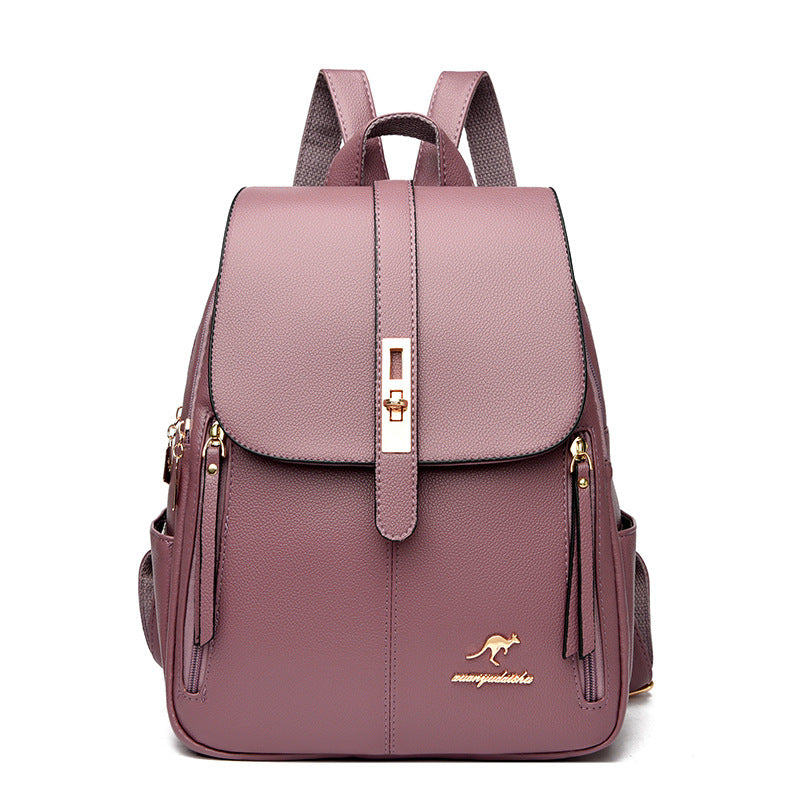 Foreign Trade Hot 2024 New Anti-theft Lock Backpack Trend Good Kangaroo Women's Schoolbag Fashion Travel Backpack