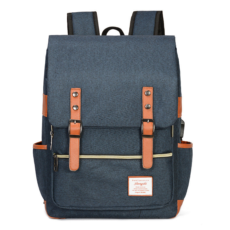 Foreign trade new schoolbag men's personality retro outdoor canvas travel backpack women's fashion backpack a generation of hair