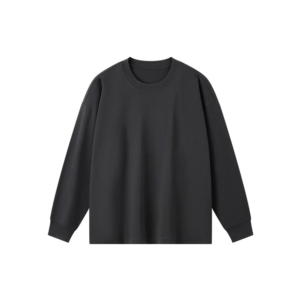 300g combed skin-friendly padded cotton long sleeve T-shirt men's 2024 autumn and winter solid color round neck bottoming shirt top