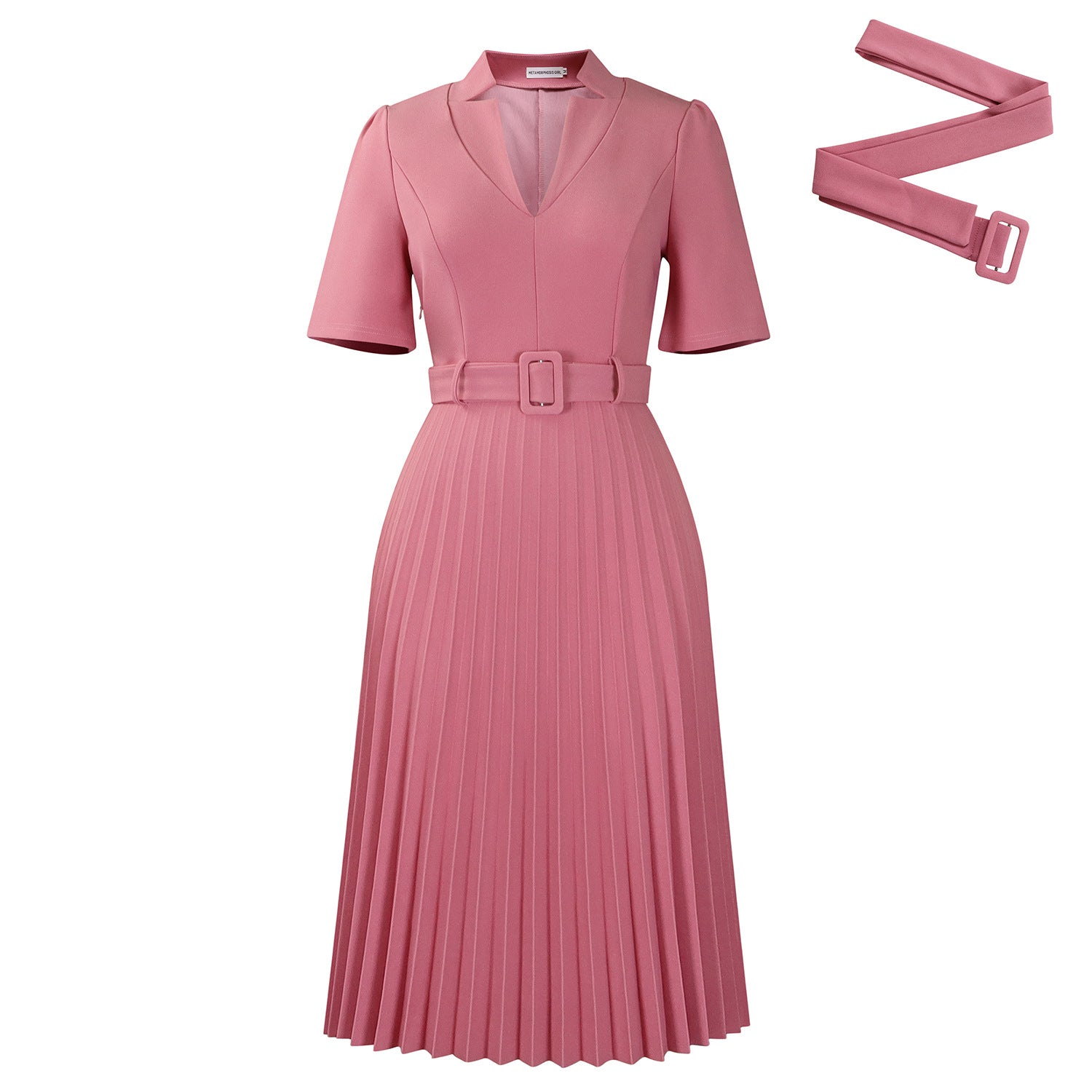 D563 Foreign Trade Cross-border Women's Clothing Summer New Short-sleeved V-neck Pleated High Waist Fashion Elegant Waist African dress