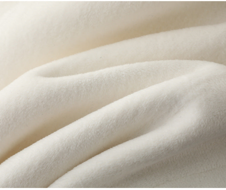 Light Luxury creamy-white fleece-lined Thickened Corduroy Casual Pants Men's Slim-fit Small Straight Pants Autumn and Winter Men's Sports Pants