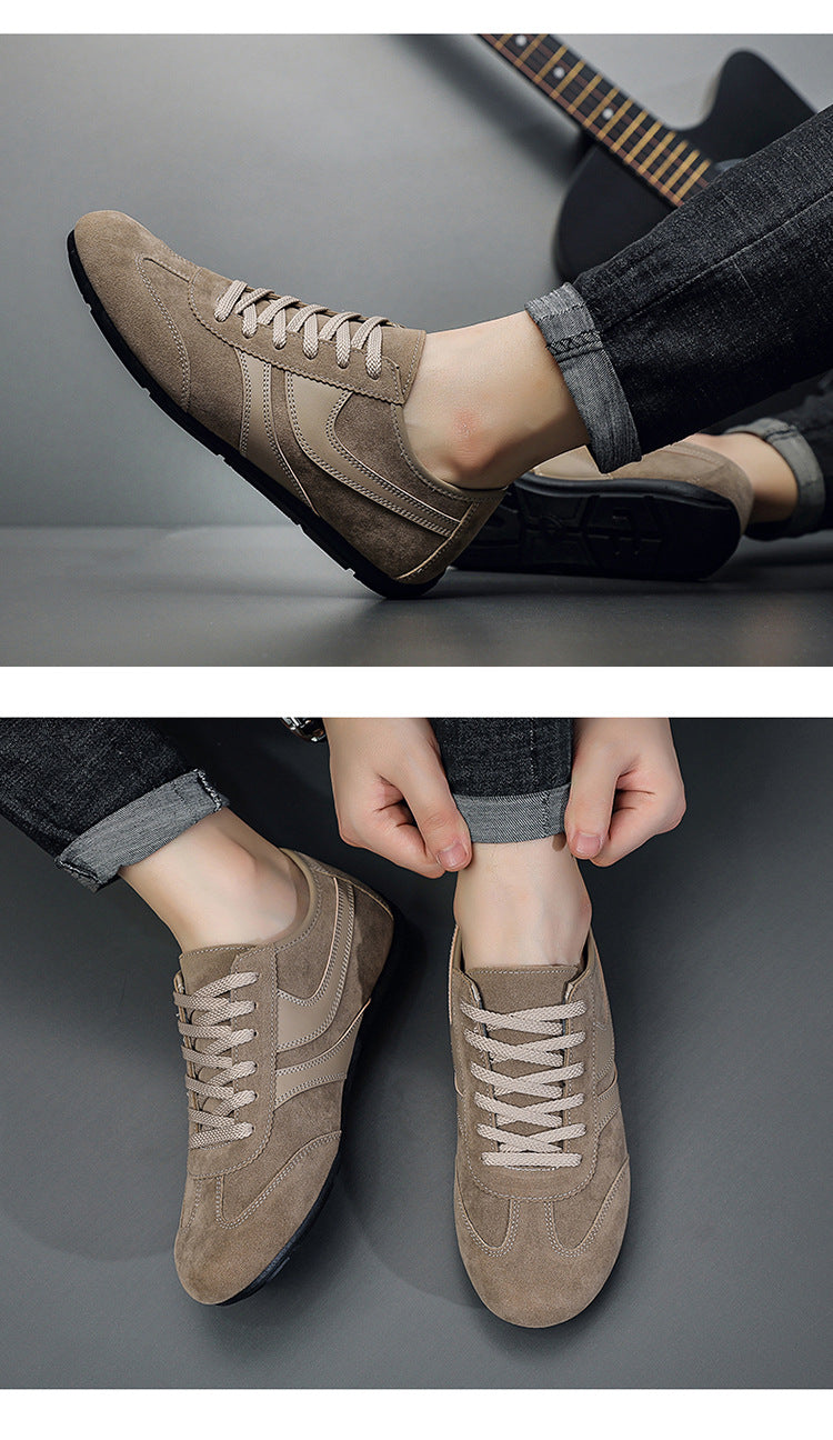 Men's Casual Shoes Fashion Vintage German Training Shoes Breathable Flat Single-layer Shoes Sports Forrest Gump Shoes Lace-up Men's Shoes Bean Shoes