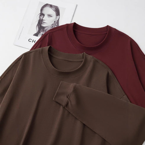 300g combed skin-friendly padded cotton long sleeve T-shirt men's 2024 autumn and winter solid color round neck bottoming shirt top