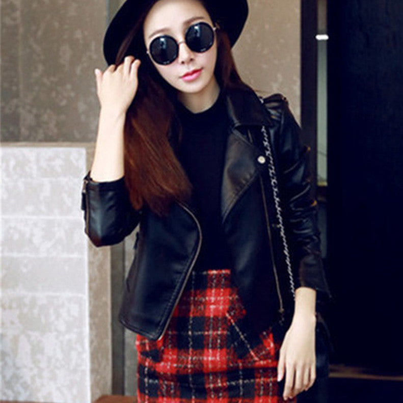 Slim Fit, New Spring and Autumn Women's Leather Jacket, Short Korean Style 2026 Versatile Biker Pu Leather Jacket