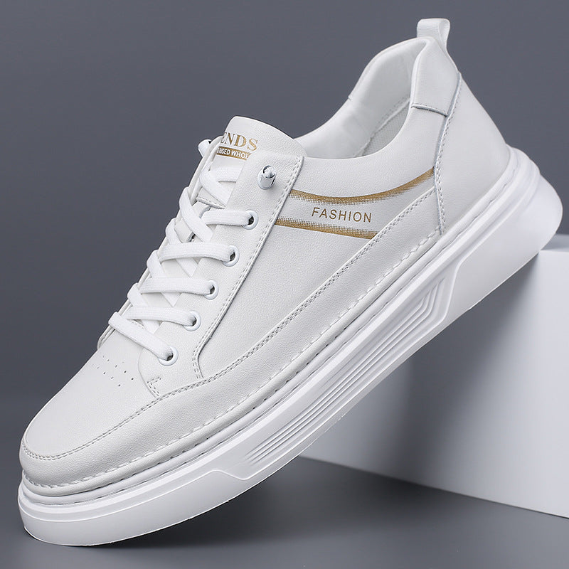 Autumn 2024 White Shoes Bean Shoes Men's Casual Driving Shoes Soft Sole Fashion Leg All-match Sports Leather Sneakers