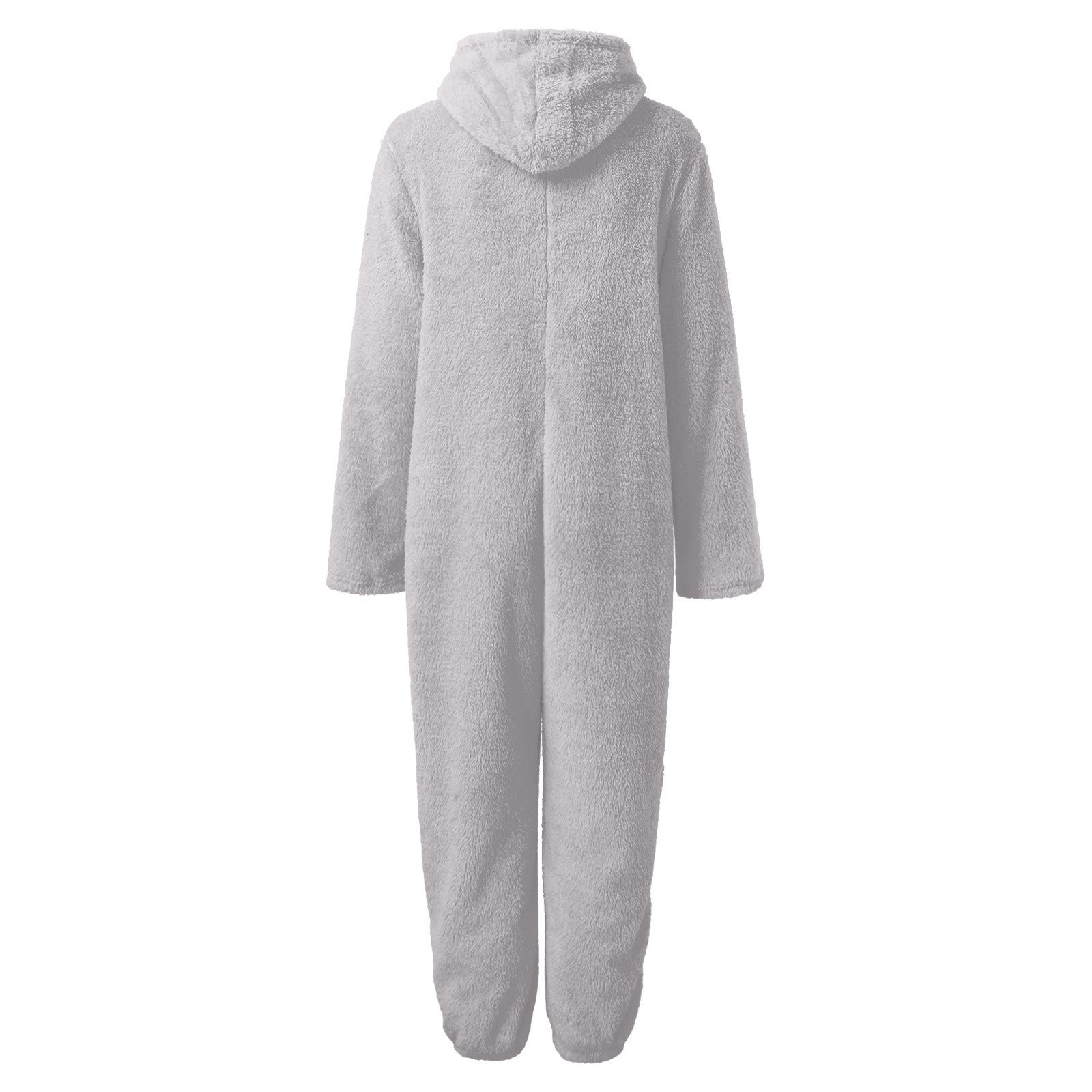 2022 Cross-border Europe and America Amazon Solid Color Thickened Double-sided Fleece Hooded Jumpsuit Casual Couple Home Wear