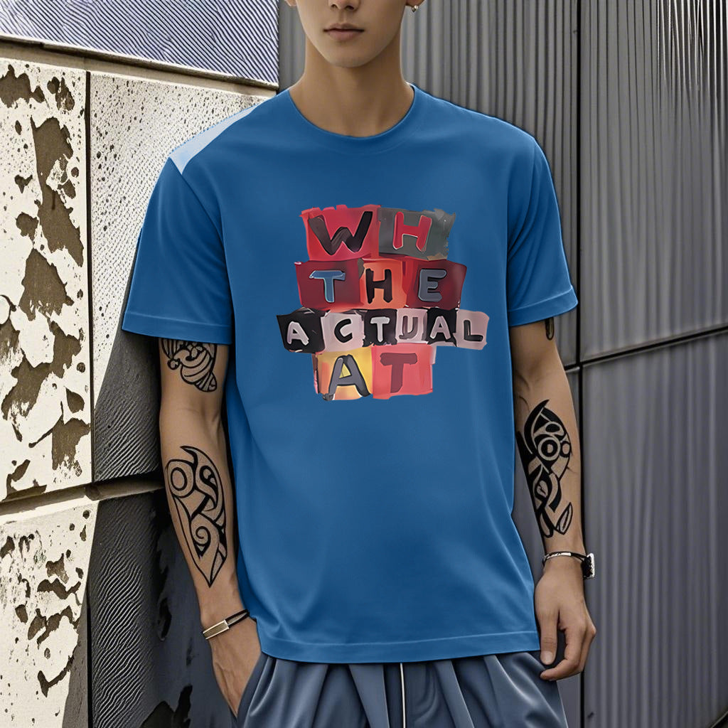 Summer Ice Silk Thin Round Neck Short-Sleeved T-Shirt for Men 2026 New Printed Pullover T-Shirt Trendy Slim Fit Men's Clothing
