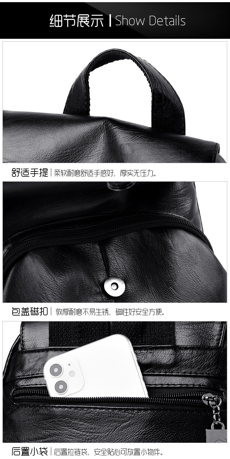Backpack Women 2024 New Autumn Fashion Soft Leather Bag Casual Backpack Large Capacity Travel Student Women's Backpack