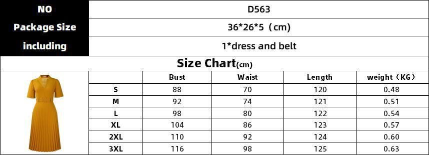 D563 Foreign Trade Cross-border Women's Clothing Summer New Short-sleeved V-neck Pleated High Waist Fashion Elegant Waist African dress