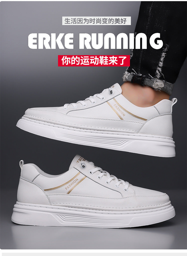 Autumn 2024 White Shoes Bean Shoes Men's Casual Driving Shoes Soft Sole Fashion Leg All-match Sports Leather Sneakers