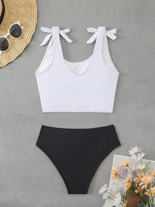 2025 New European and American Multicolor Printed Tankini Split Swimsuit Cross-border Bikini Bikini Foreign Trade Swimsuit