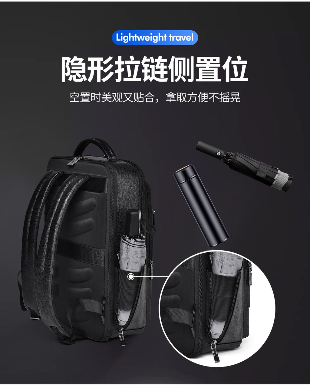 Men's Backpack Simple Cross-Border New Business Pu Water-Repellent Laptop Bag Large Capacity Backpack