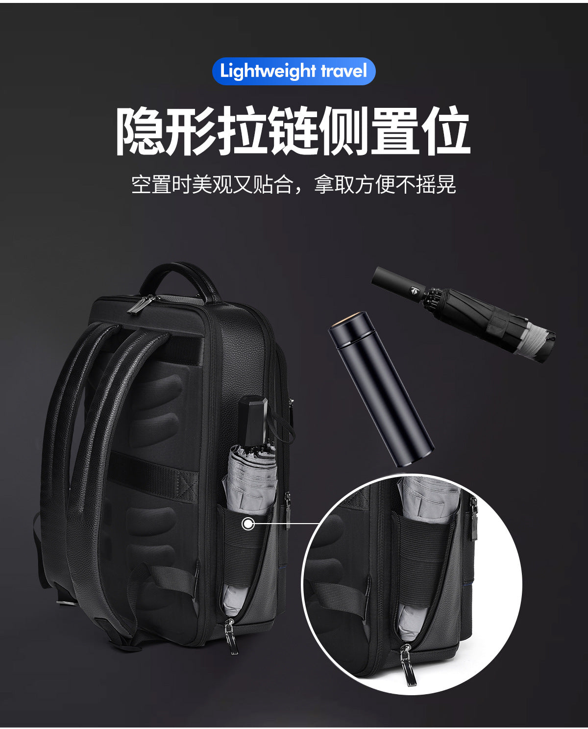 Men's Backpack Simple Cross-Border New Business Pu Water-Repellent Laptop Bag Large Capacity Backpack