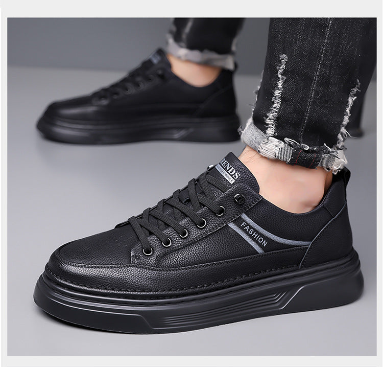 Autumn 2024 White Shoes Bean Shoes Men's Casual Driving Shoes Soft Sole Fashion Leg All-match Sports Leather Sneakers