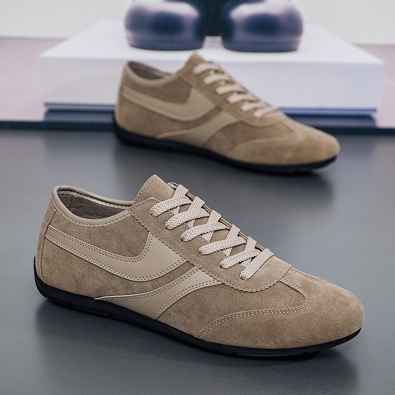 Men's Casual Shoes Fashion Vintage German Training Shoes Breathable Flat Single-layer Shoes Sports Forrest Gump Shoes Lace-up Men's Shoes Bean Shoes