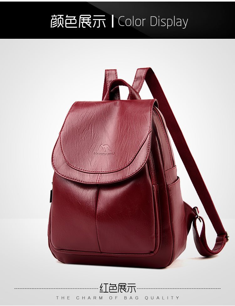 Backpack Women 2024 New Autumn Fashion Soft Leather Bag Casual Backpack Large Capacity Travel Student Women's Backpack