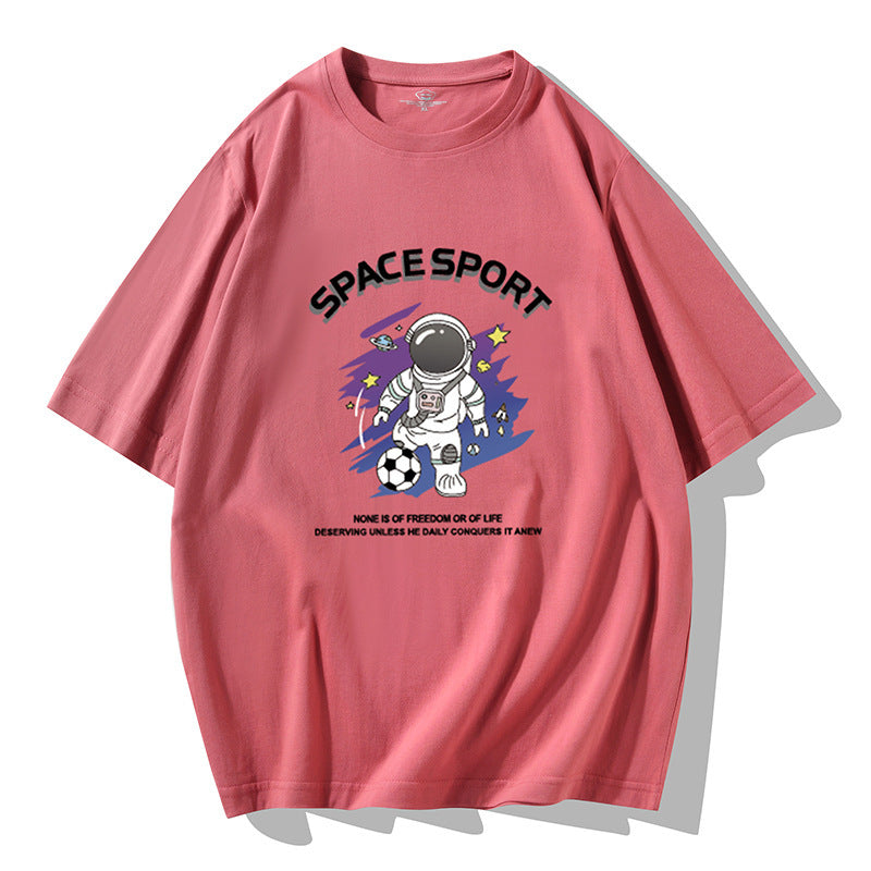 Jian Men 2026 Spring/Summer New Men's Short-Sleeve T-Shirt, Haze Blue, Loose Fit, Large Size, Trendy Half-Sleeve Cotton
